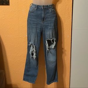 Ripped high-rise mom jeans